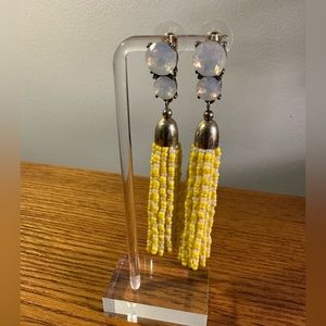 Seed bead and rhinestone tassel earrings